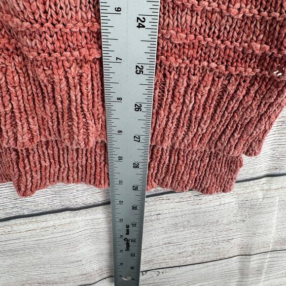 Lucky Brand Open Knit Long Sleeve Sweater Womens Medium Pink Roll Neck - Picture 11 of 11